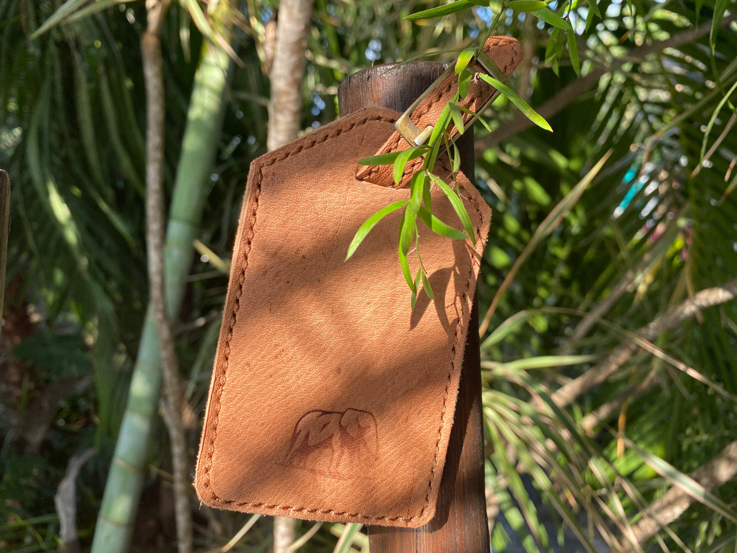 Natural leather luggage tag