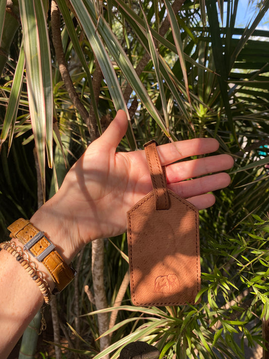 Natural leather luggage tag